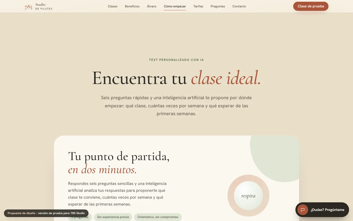 Test «Encuentra tu clase ideal» con inteligencia artificial